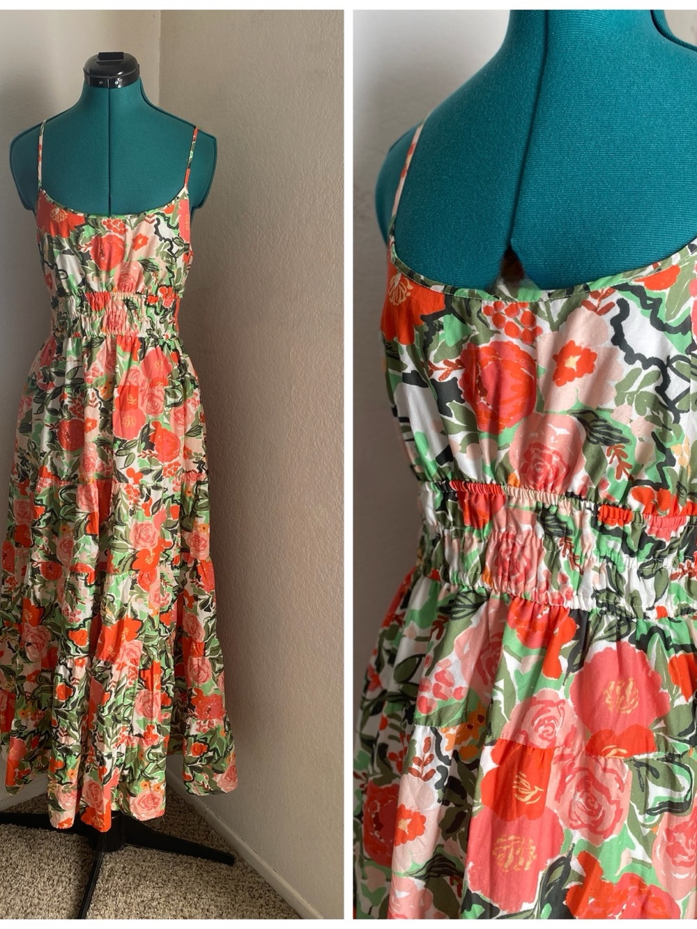Hutch Floral Maxi Dress in Coral Orange Size M